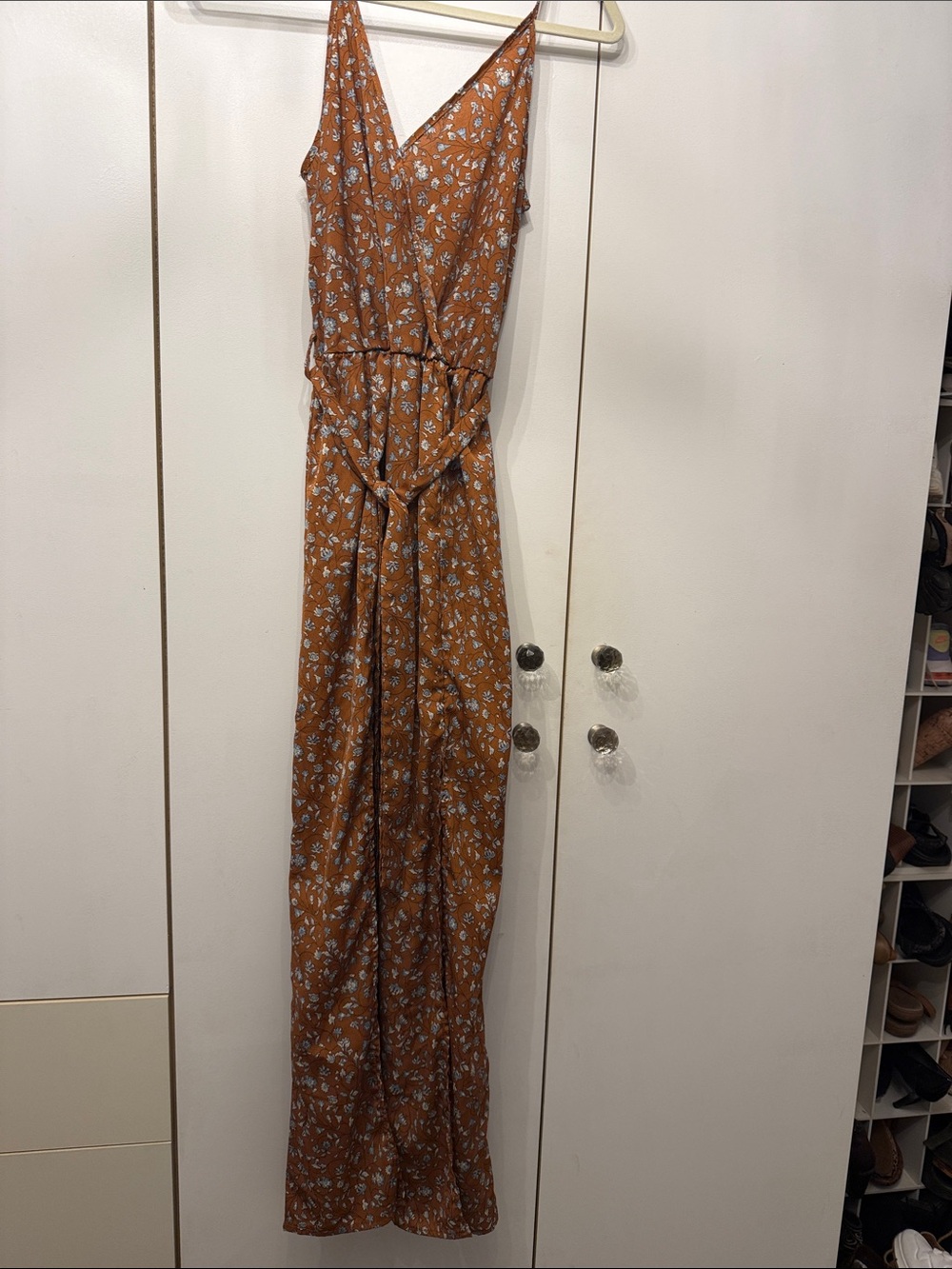 Rust Floral V-Neck maxi 2 slit